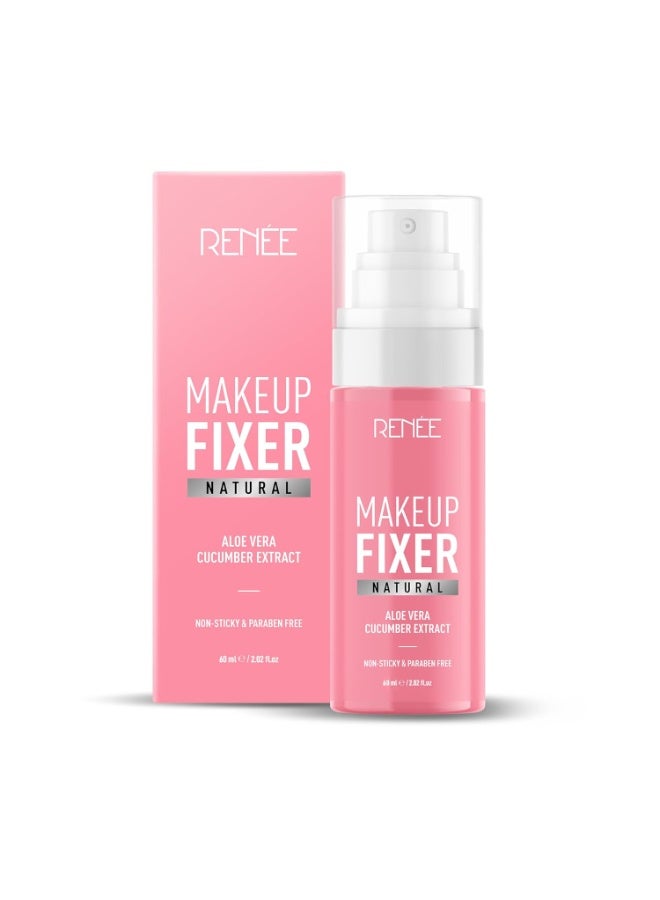 RENEE Natural Makeup Fixer For Face | Non-Sticky, Dewy Finish | With Aloe Vera & Cucumber Extract | Alcohol-Free, Hydrating Setting Spray | Vegan & Cruelty-Free | 60 ml - Image 1